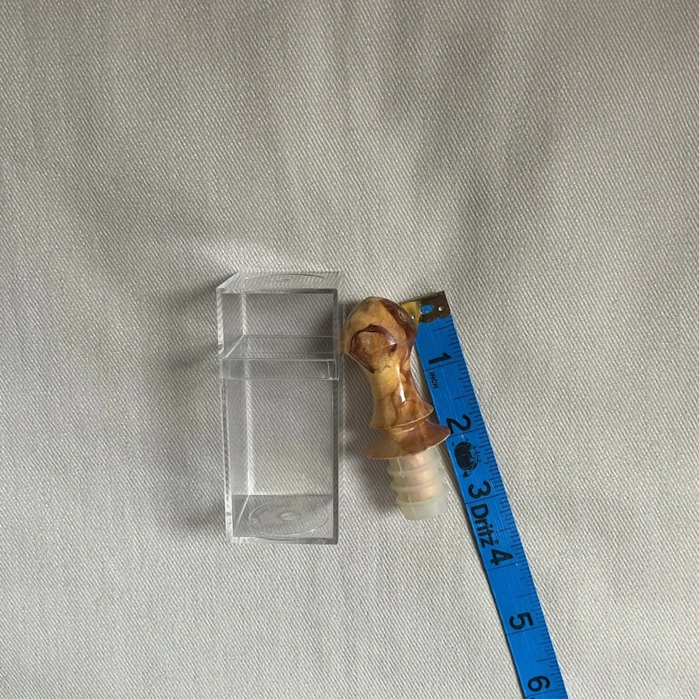 Hand Carved Artisan Crafted Wooden Wine Cork Bottle Stopper in Plastic Gift Box